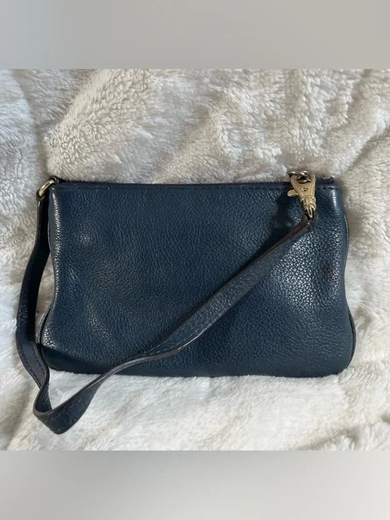 Michael Kors Black Leather Wristlet Bag with Gold MK Emblem - Picture 3 of 3